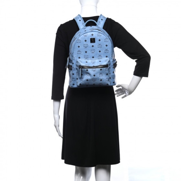 Authentic MCM Visetos Small Side Stud Stark Backpack Munich Blue - Picture 3 of 16